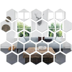 3D Hexagonal Acrylic Mirror Stickers