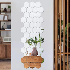 12PCS Hexagonal Mirror Wall Stickers