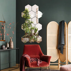 3D Hexagonal Acrylic Mirror Stickers