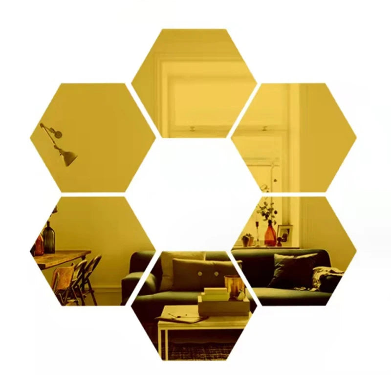3D Hexagon Mirror Wall Stickers