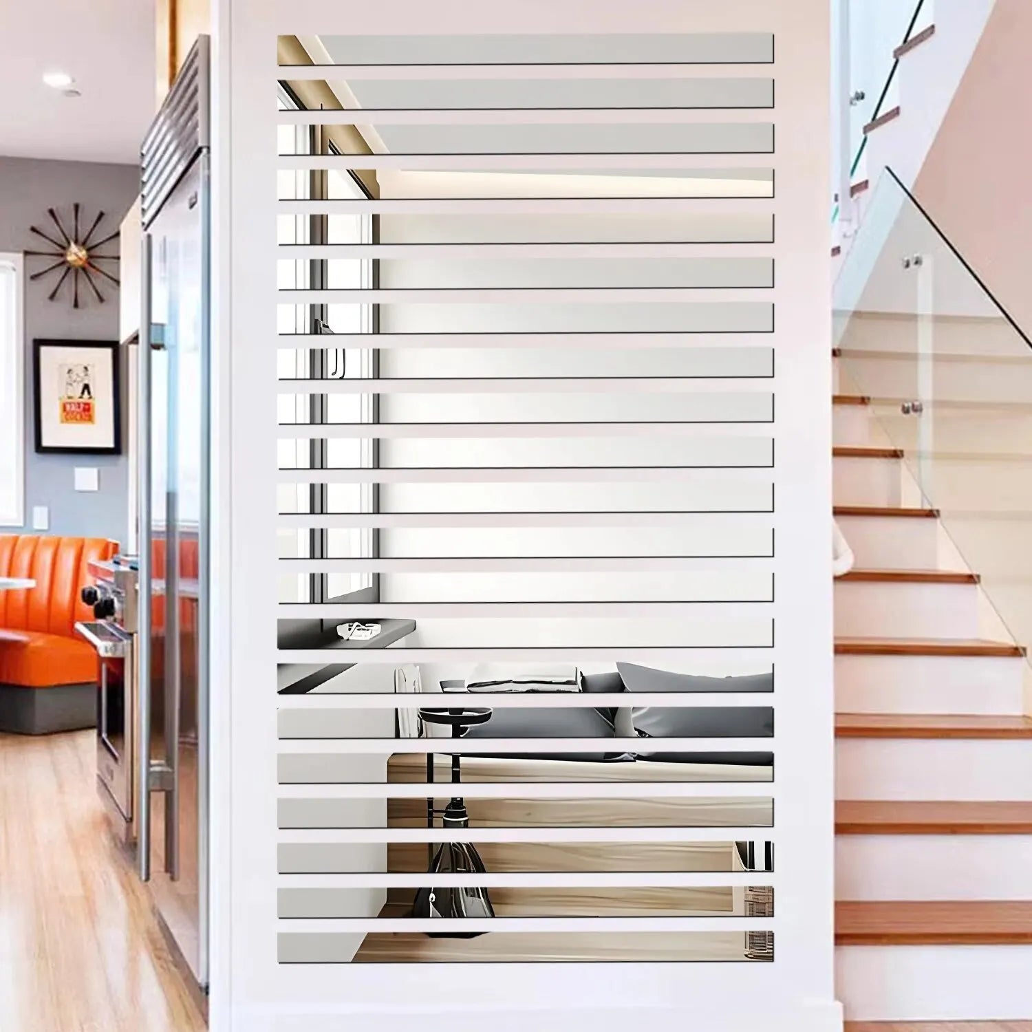 10PCS 3D Striped Mirror Stickers