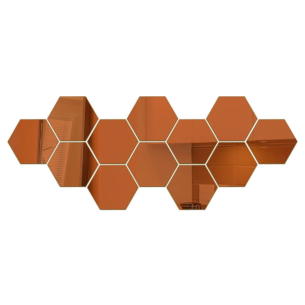3D Hexagon Mirror Wall Stickers