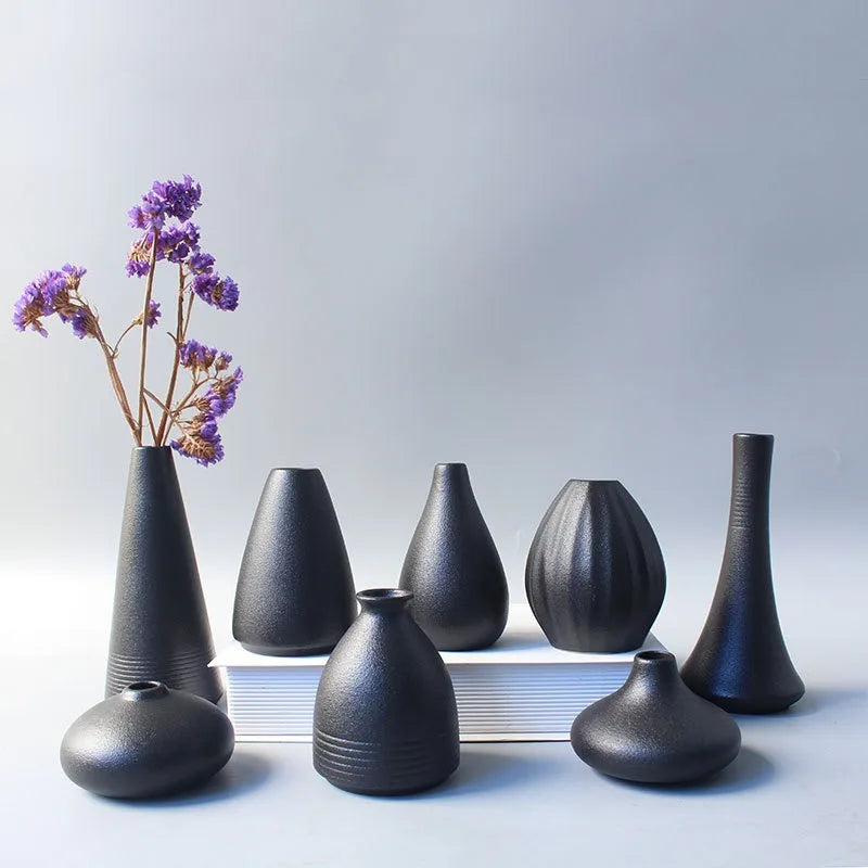 Black Ceramic Minimalist Vase