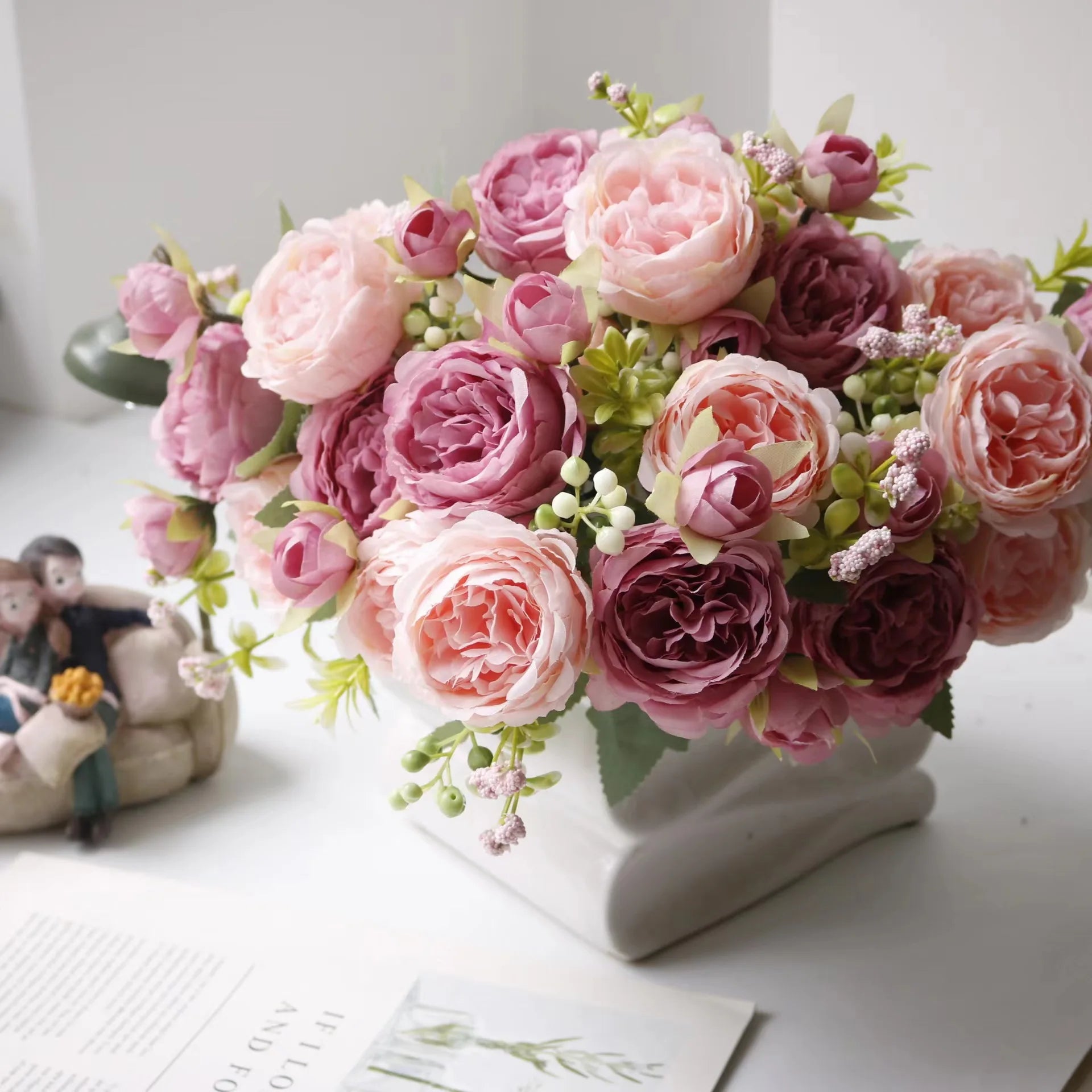 30cm Pink Peony Silk Bouquet