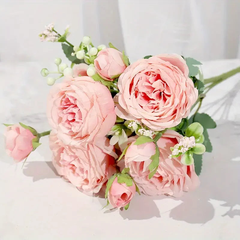 30cm Pink Peony Silk Bouquet