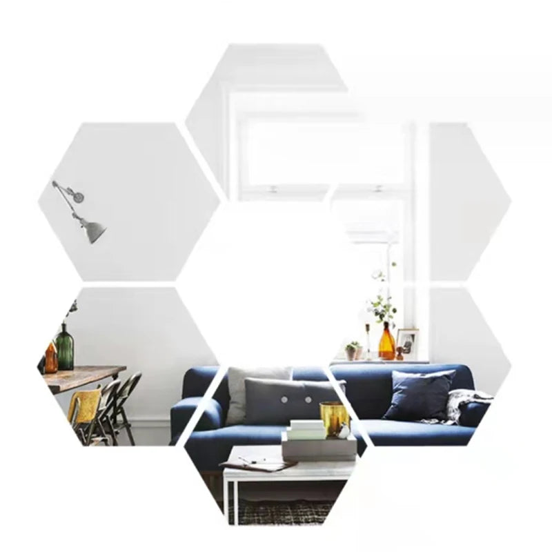 3D Hexagon Mirror Wall Stickers